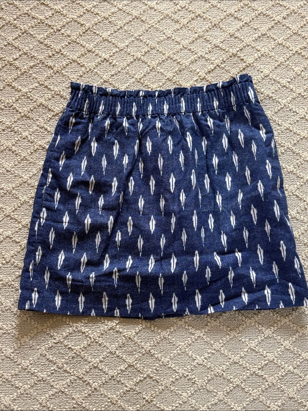 J. Crew Navy and White atterned Elastic-Waist Skirt